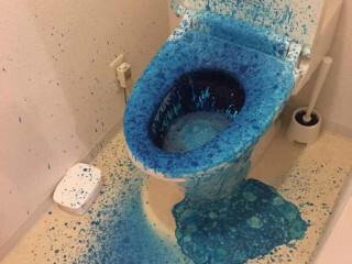 トイレを ブルーレットドボン できれいにしよう 爆発してトイレが薬剤まみれに トゥギャッチ